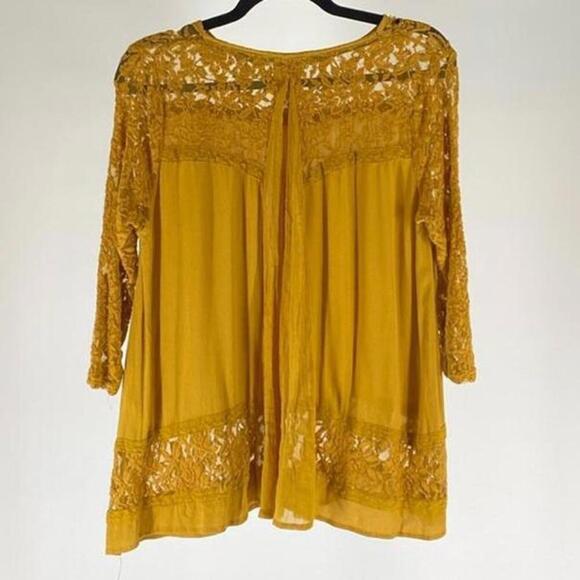 Stylish Mustard Yellow Lace Top - Picture 2 of 2